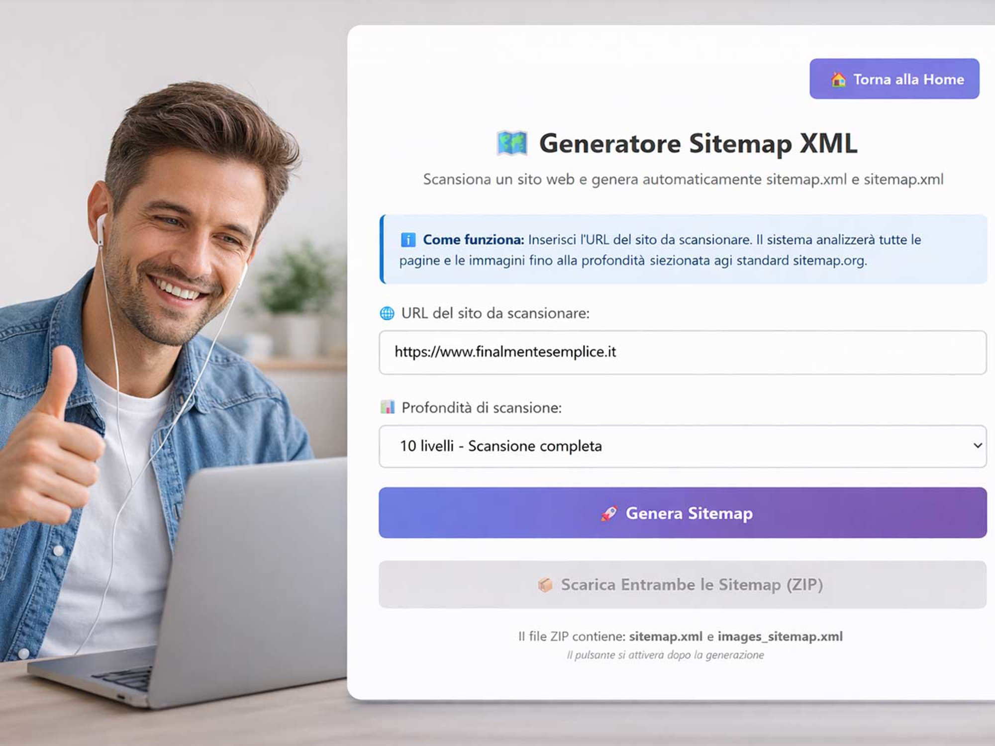 Genera la sitemap direttamente dal sito