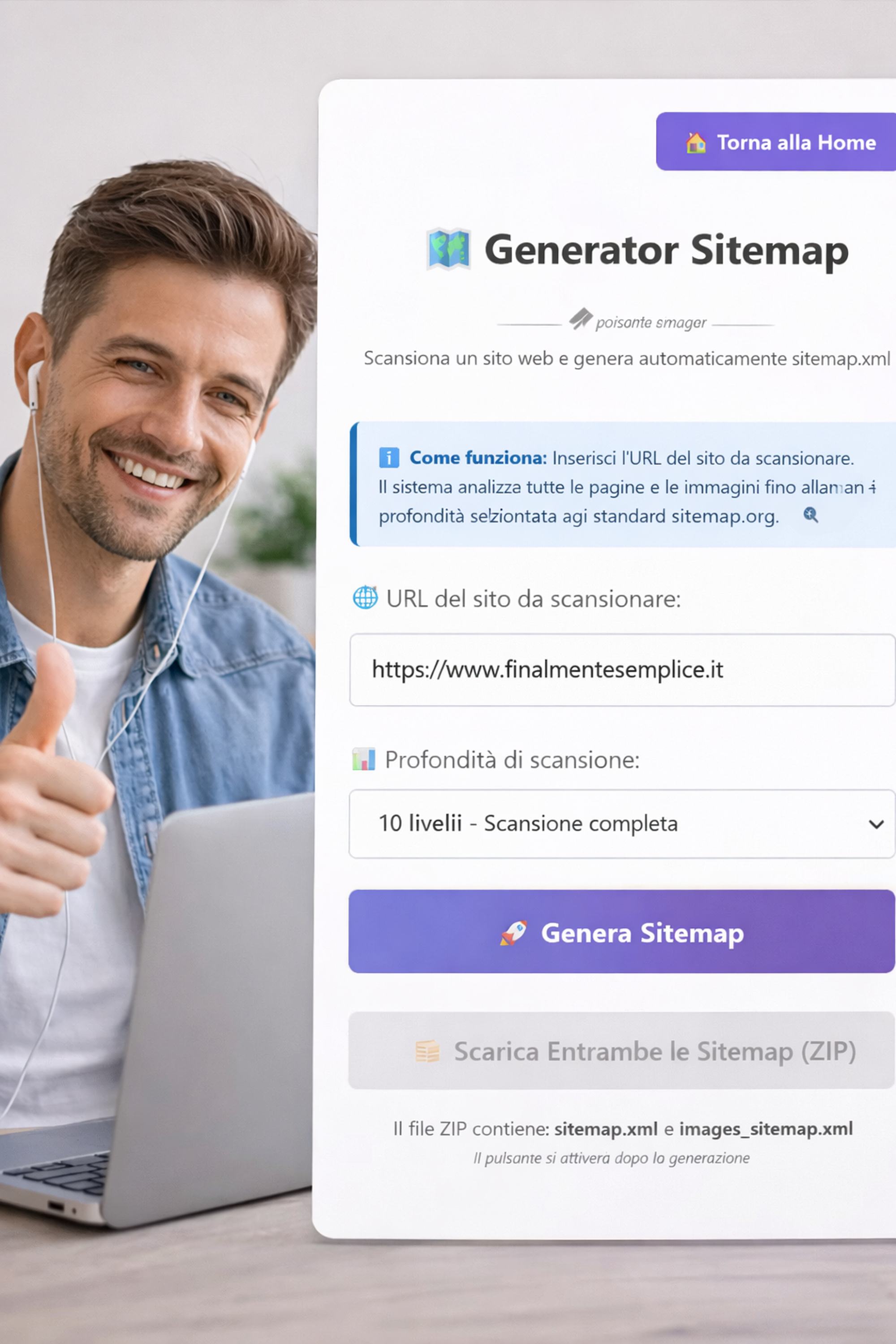 Genera la sitemap direttamente dal sito